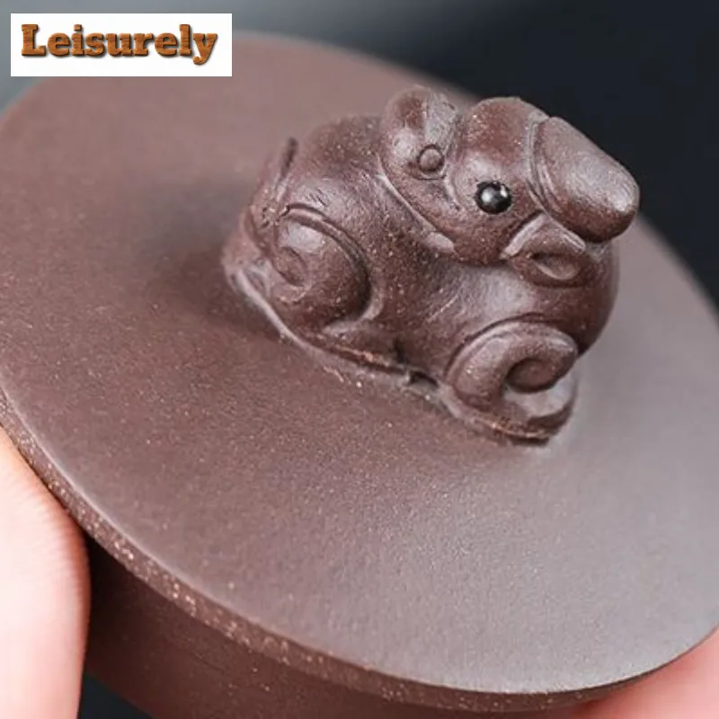 180ml Antique Yixing Purple Clay Teapots Handmade Auspicious Beast Pot Raw Ore Purple Mud Kettle With Strainer Zisha Teaset Gift