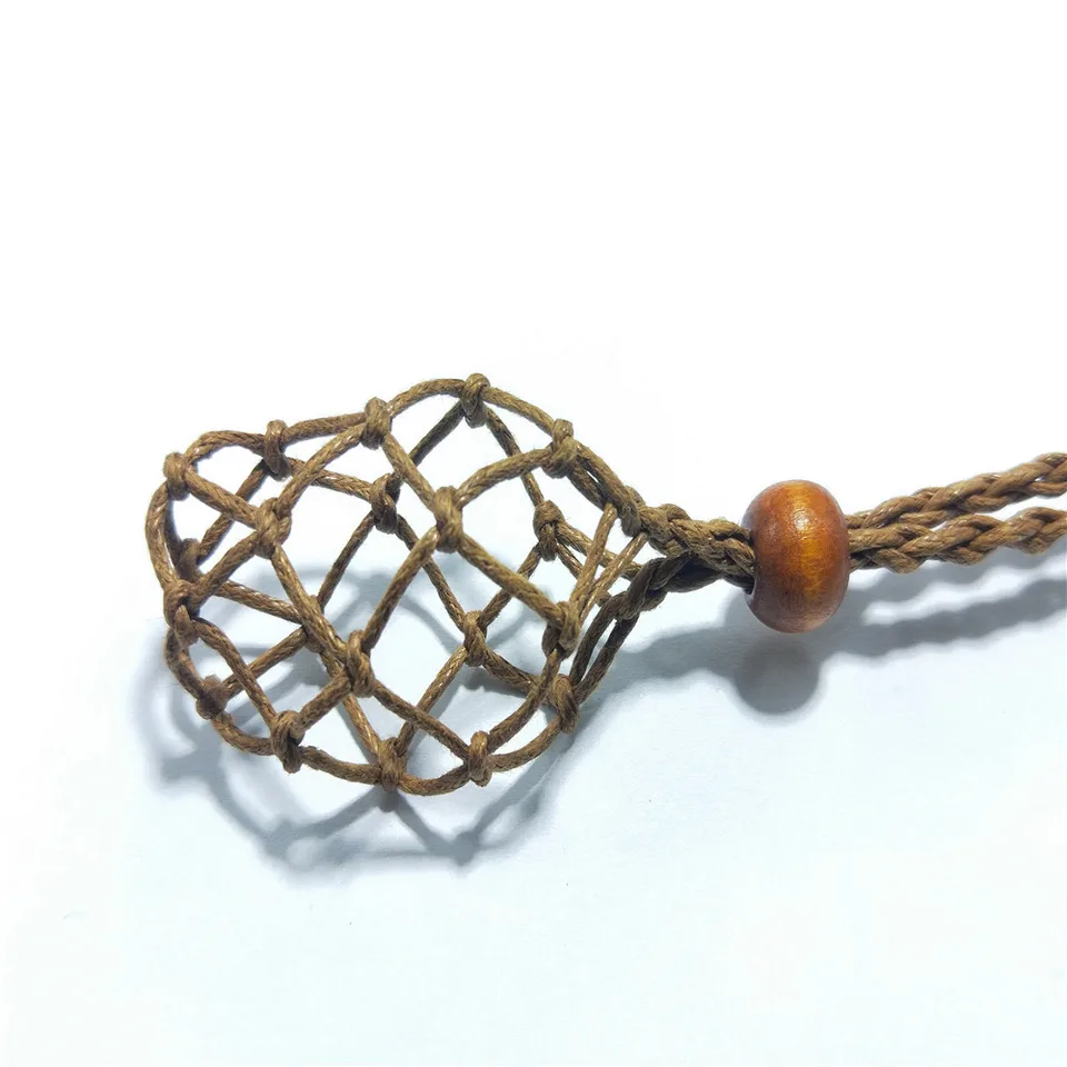 DUESI Cordino Portapietre Per Collana Fai Da Te – Regolabile, Con Sacchetto A Rete, Per Cristalli E Pietre Grezze – Nero/Marrone, 85 Cm - 3