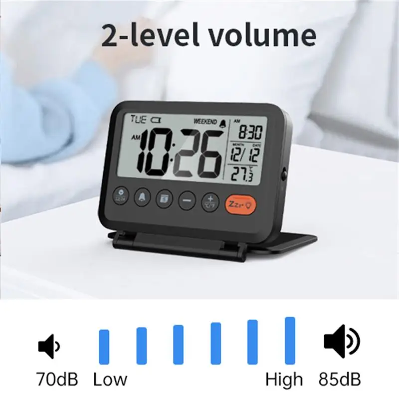 Fashion Fold Mini Travel Alarm Clock With Calendar Home Digital LCD Home Desk Clock Traveling Alarm Clock Portable Desktop Clock