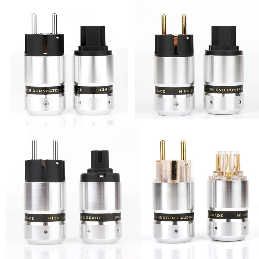 Hifi AudioPhile Rhodium Plated EU Schuko Male Plug Figure 8 IEC C7 Plug