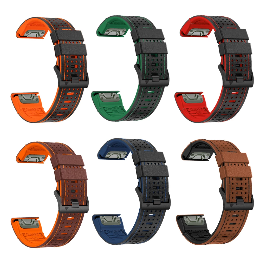 Premium Silicone and Leather Strap - 22mm/26mm Band