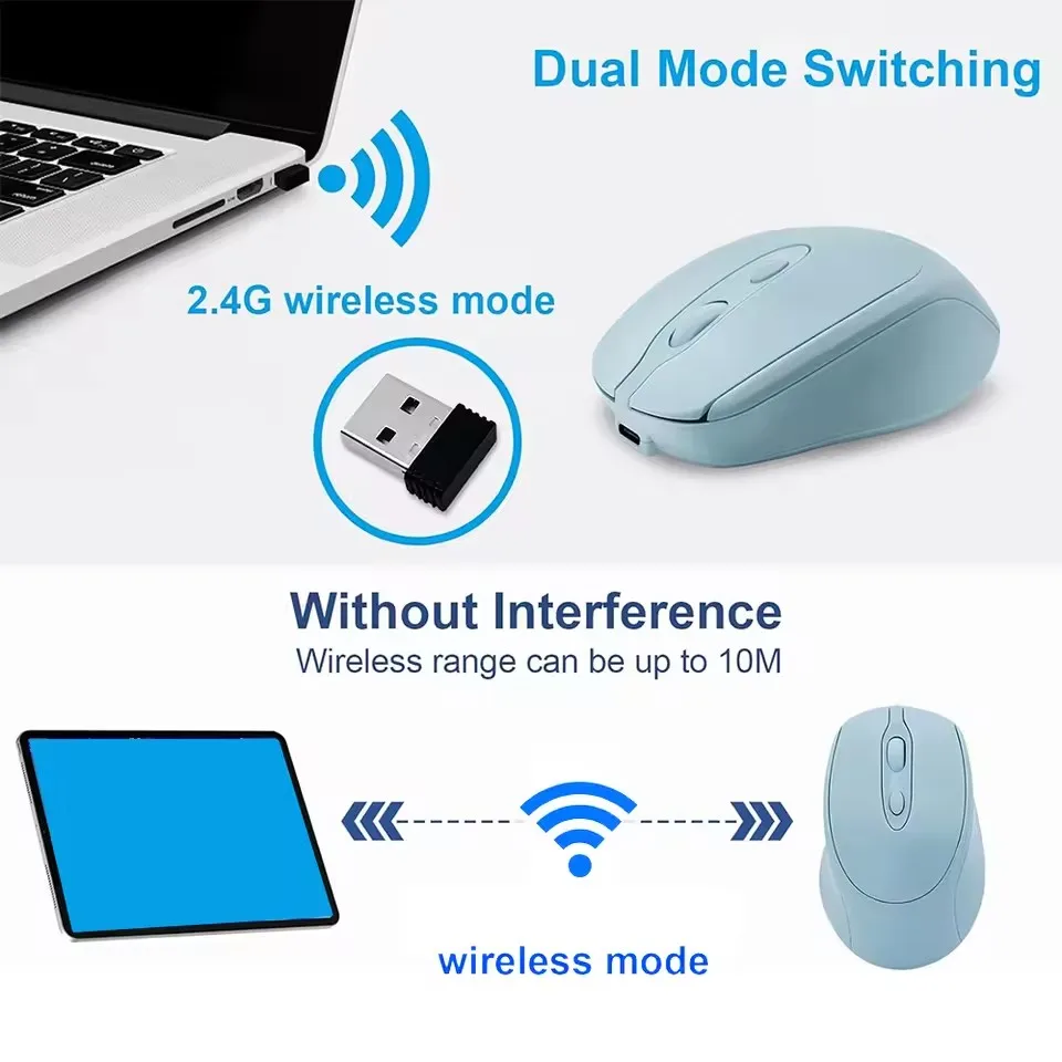 Wireless Computer Mouse 2.4G Bluetooth Rechargeable USB Silent Gamer Mouse