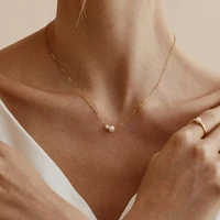 Fashionable and Minimalist Design Chain Single Pearl Necklace, Suitable for Women's Daily Party Jewelry Gifts - Image 5