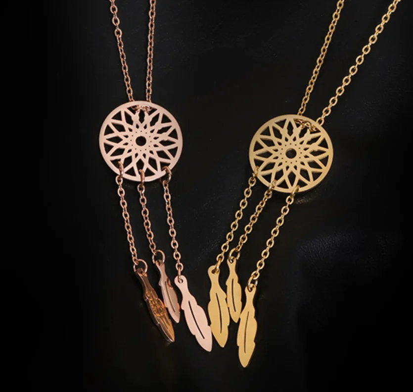 Simple tassel dream catching pendant titanium steel non fading Necklace for women Fashion Jewelry