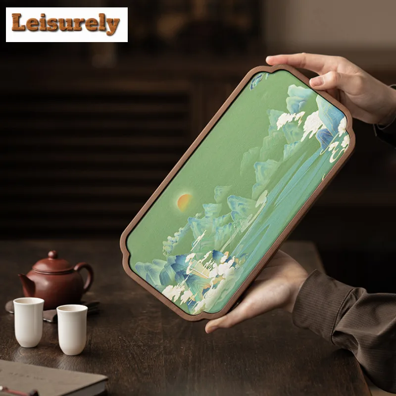 Porcelain Panel Painting Tea Tray Japanese Cuisine Table Coffee Storage Board Coffeeware Teaware Dishes for Serving Tea Items