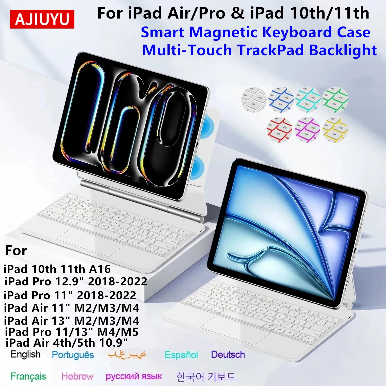 Clavier magique rétroéclairé pour iPad Pro 11 13 M5 2025, étui pour iPad Air 11 13 pouces 2026 M4 M3 M2, étui Pro 13 11 M4, coque intelligente