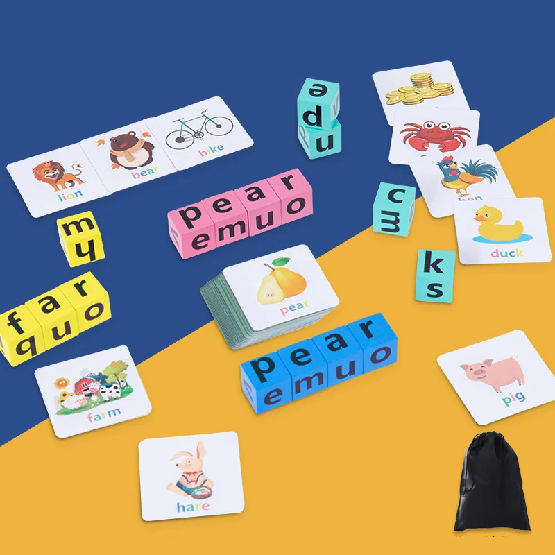 Fun Letter Spelling English Words Wooden Blocks Flash Cards Game Parent-Child Interaction Montessori Educational Language Toys 6