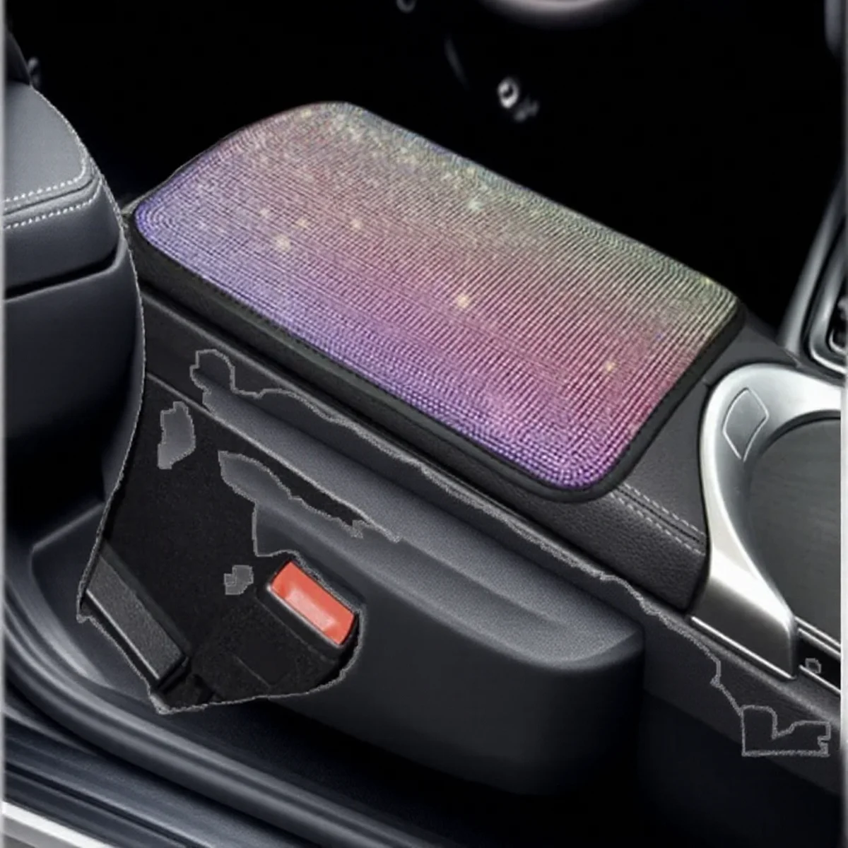 Luxurious Diamond Studded Armrest Cushion Cover for Car Interior Protection