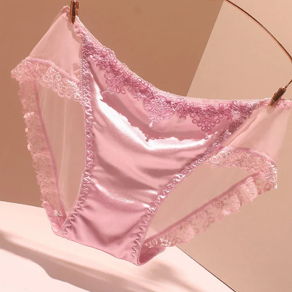 Slip Femme En Soie Glacée – Sans Couture – Dentelle Respirante – Taille Plus – Neuf étiqueté