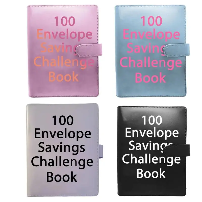 

100 Envelope Challenge Binder Couple Challenge Event Notepad PU Leather Binder Notebook Money Envelopes Organizer Children Gifts