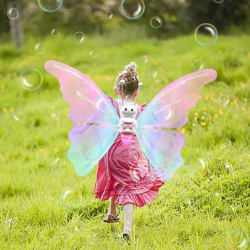 

Light Up Wings Butterfly Costume Electric Fairy Wings Automatic Swing Sparkling Fairy Princess Wings With Blowing Bubbles Gift