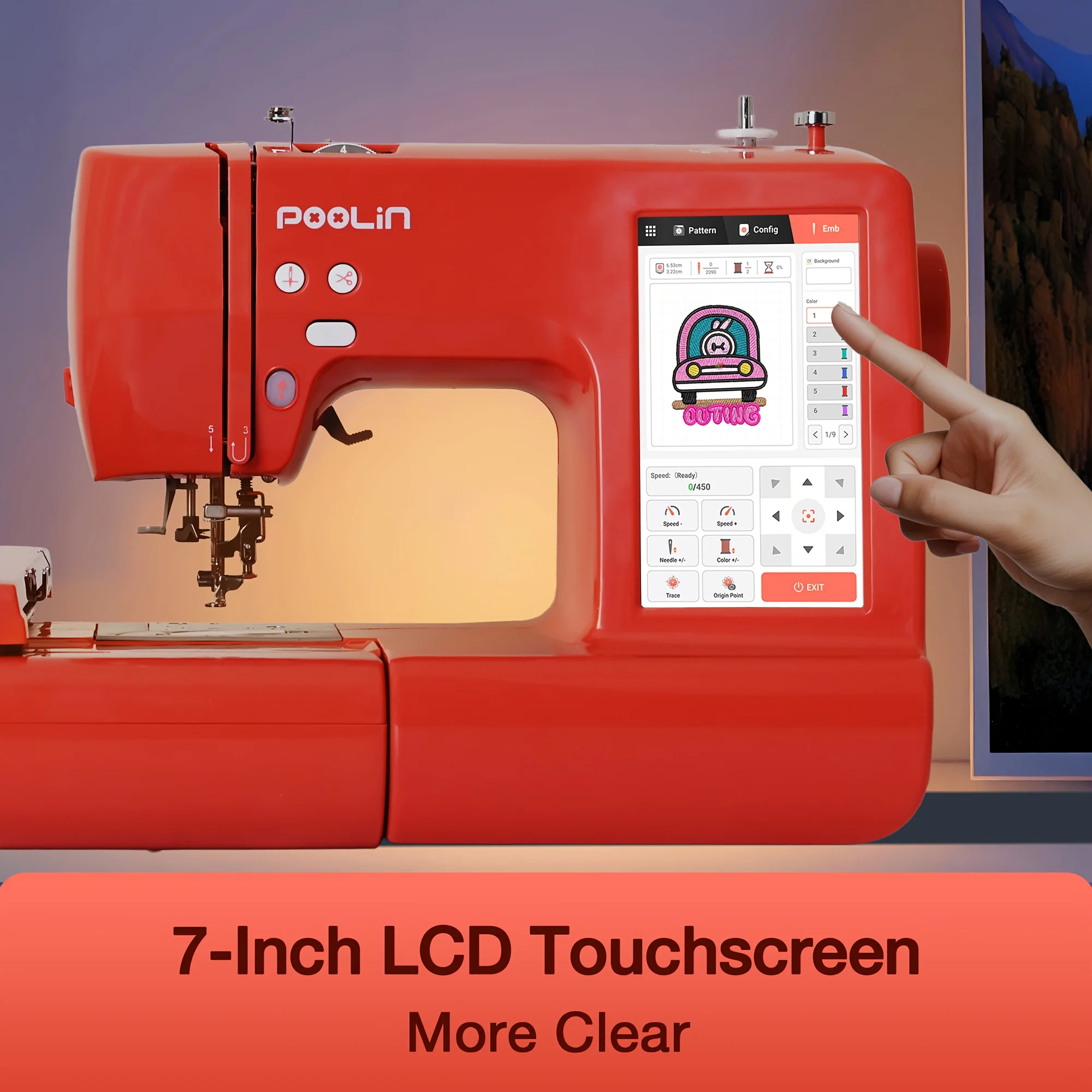 POOLIN EOC05-RE Home Use Computerized Embroidery Machine 4