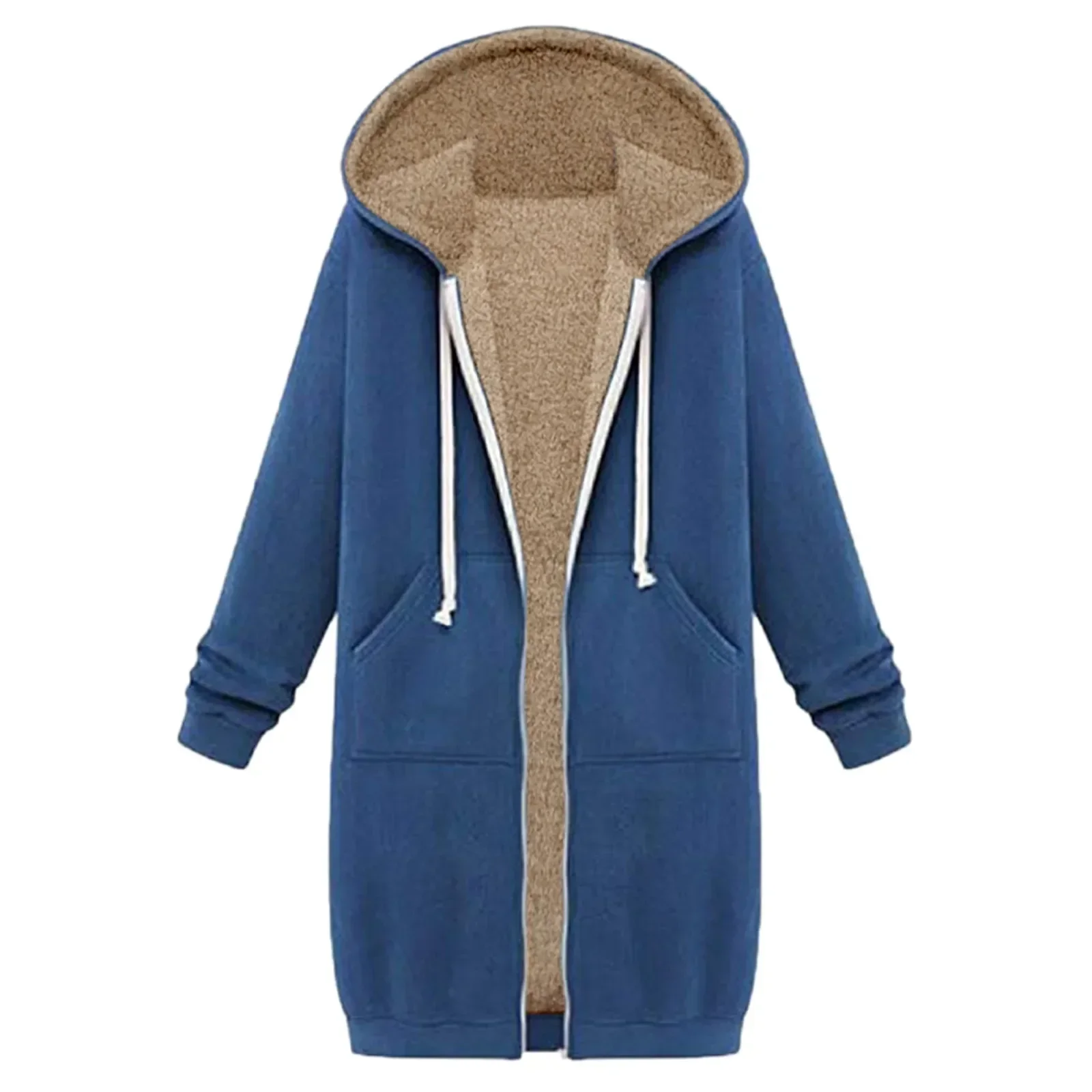 New Fashhion Women'S Clothing 2023 Plus Size Women Zipper Open Hooded Fleece Sweatshirt Long Coat Jacket Tops Outwear Outwear