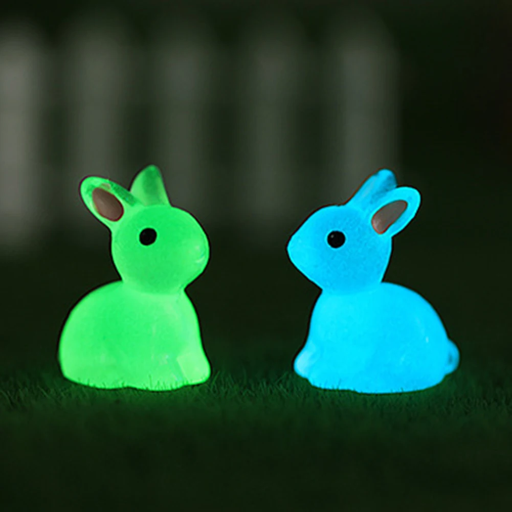 20 Pz Resina Fluorescente Simpatici Conigli Ornamento Luce Notturna In Miniatura Kawaii Figure Tiny Micro Landscape Garden Decor 2.3 X2.2Cm