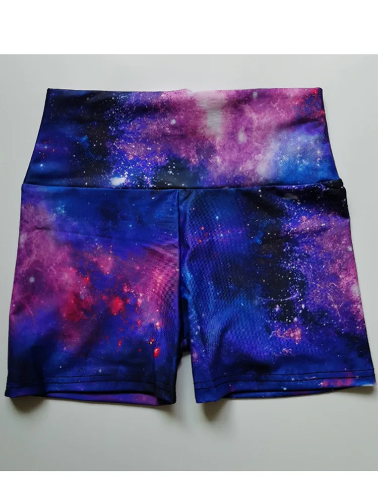 Yoga Shorts Women Butt Lifting Printing Workout High Waist Quick Dry Elastic Tummy Control Ruched Booty Gym Tights