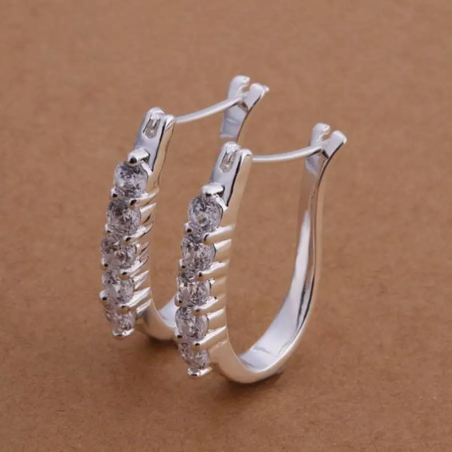 

925 Stamp silver retro elements elegant gorgeous design Silver Earring crystal women lady wedding Jewelry free shipping cute