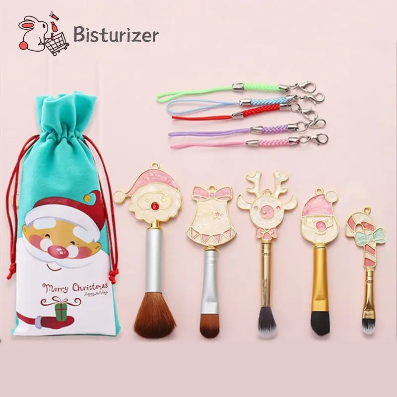 

Рождественская Кисть для макияжа, Санта-Клаус, конфеты, лось, маленький колокольчик, мини Косметическая кисть, Мини Кисть для основы под макияж, кисти для пудры
