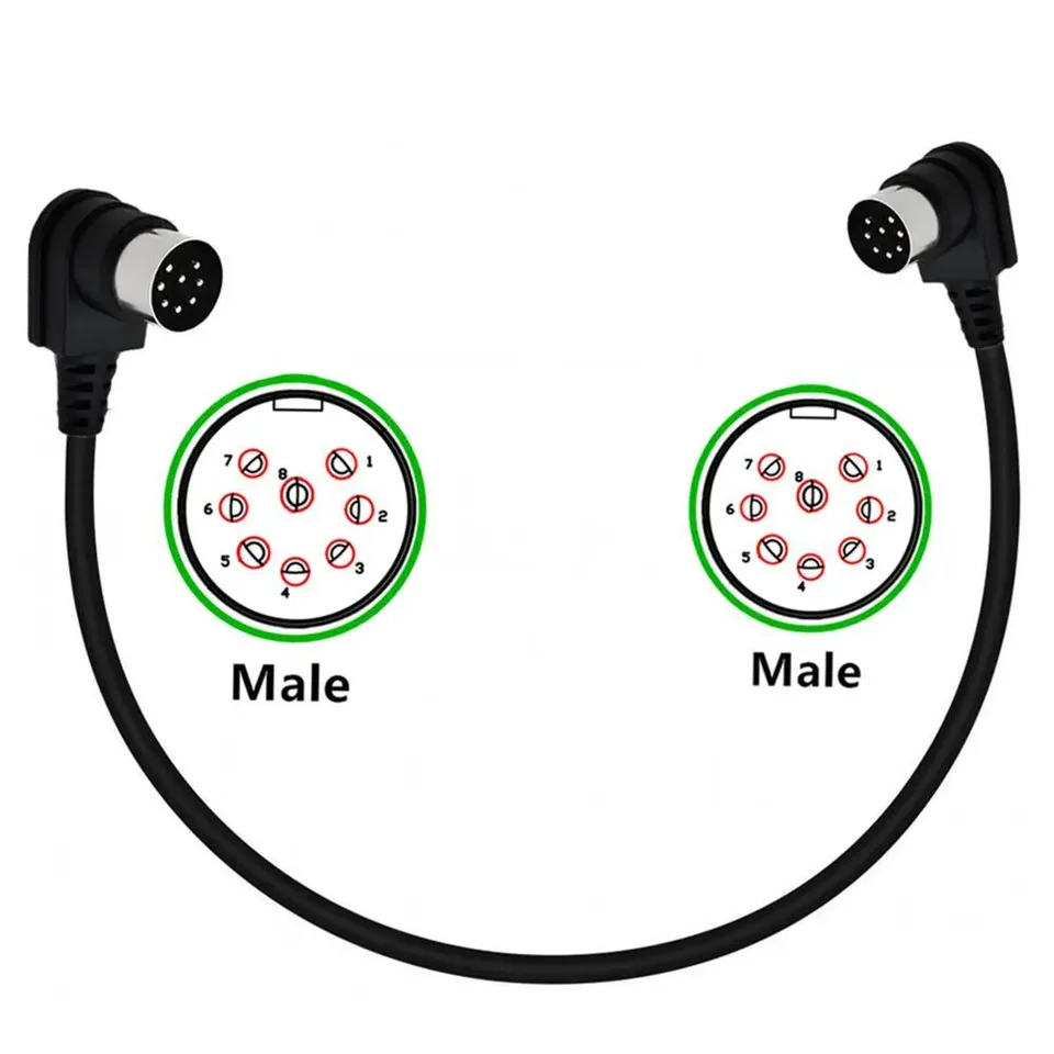 90 度の角度大 8 ピン Din オスオスメススピーカーオーディオケーブル