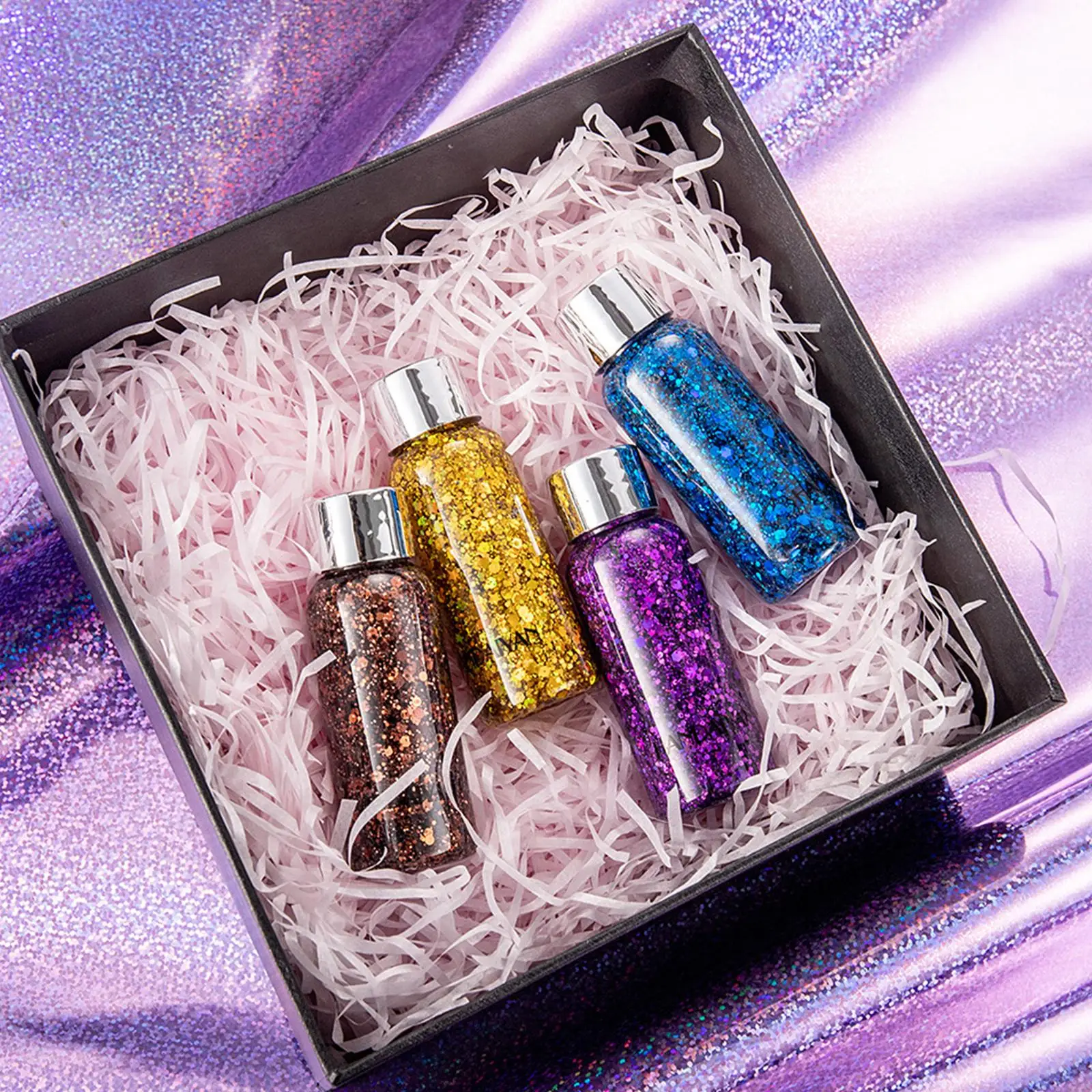 Waterproof Mermaid Body Glitter Gel Long Lasting Liquid Eyeshadow with Large Sequins for Hair and Body Sparkle 5
