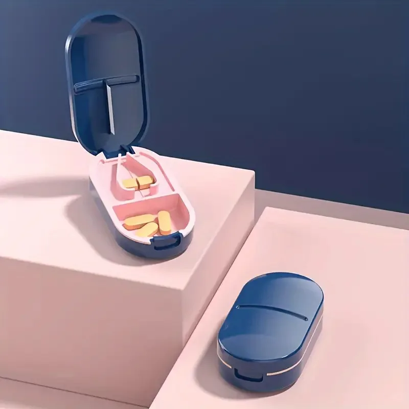 Portable Pill Cutter with Stainless Steel Blade for Travel