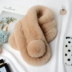 Luxurious Women's Winter Rabbit Fur Scarf - Soft, Warm & Stylish Neck Warmer Collar (1)