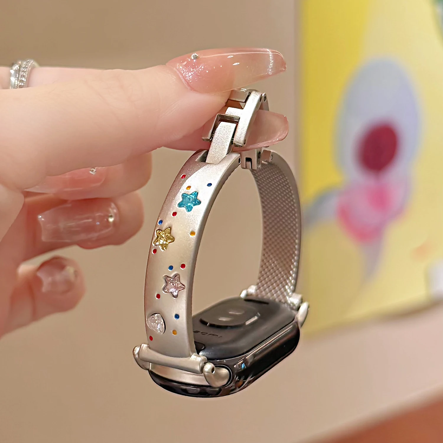 Elegant Sparkling Metal Strap for Smartwatches - Universal Fit for 18/20/22mm