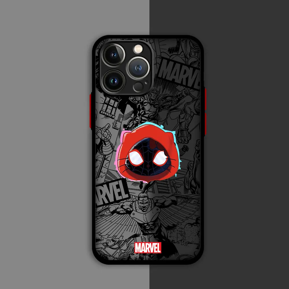 Funda de teléfono para iPhone 15 Pro SE 13 XS X 14 Pro Max XR 7 6S 12 Mini 8 Plus 11 Pro Marvel Spidermans Hello Kitty Matte
