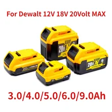 DeWalt용 리튬 배터리, 리튬 이온 배터리, 전동 공구 배터리 교체, 9000mAh, 10.8V, 12V, 18V, 20 V, 최대 9.0Ah, DCB205, DCB206