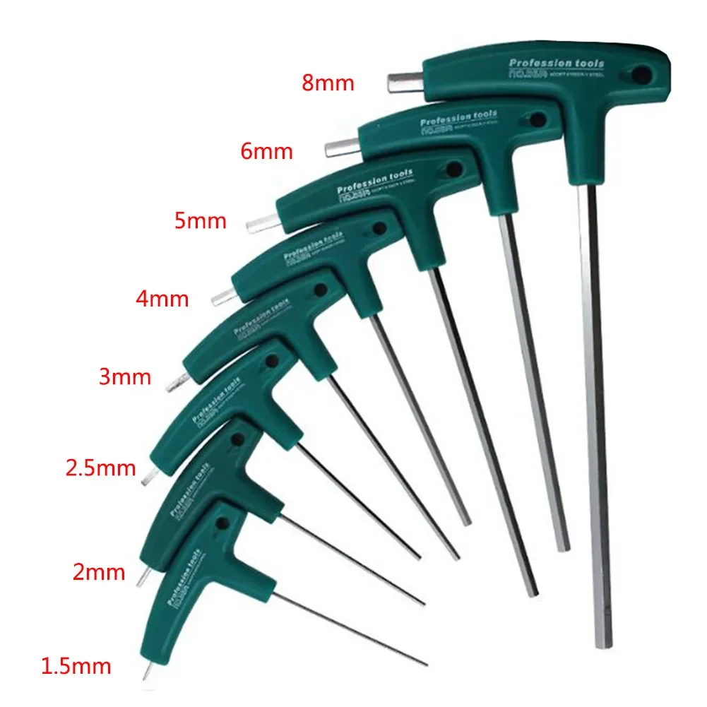 T-Typ-Inbusschlüssel-Inbusschlüssel-Set, 1,5–6 mm Sechskantschlüssel mit Gummigriff für Fahrrad, Motorrad, Auto, Reparatur von Schraubenschlüsselwerkzeugen