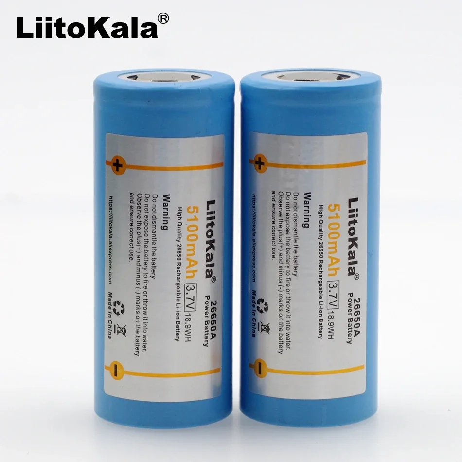 Nuovo Liitokala 26650-55A 5000Mah 26650 Li-Ion 3.7V Batteria Ricaricabile Per Torcia 20A 3.6V Batterie Di Alimentazione