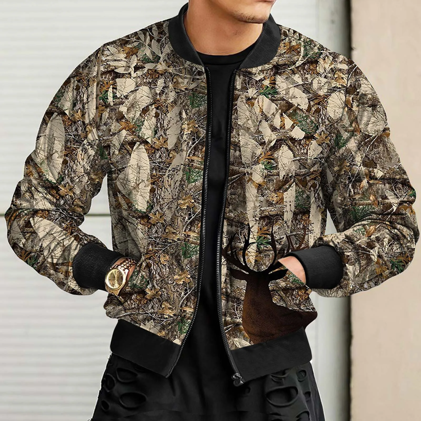 

Stand Collar Casual Jacket Autumn Men Lightweight Jackets Thin Camouflage Coats Daily Wear Clothes Men Clothing Streetwear Tops