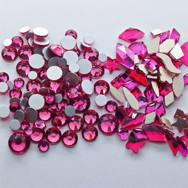 200 p/Pack Mini-Größe gemischt verschieden geformte mehrfarbige Kristall schlanke Strass 3d Maniküre Nail Art Dekoration Charms Schmuck – Detail 17