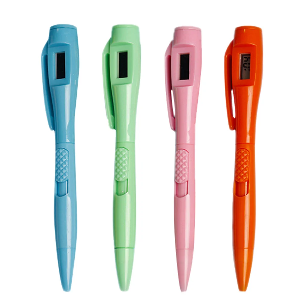 

Black Pens Ballpoint 4Pcs Digital Clock Plastic Pen Stylus Replaceable Work Gels Office Stationery Supplies Planner