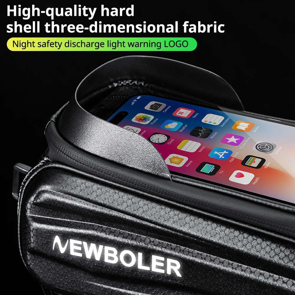 Bike Bag NEWBOLER Bike Bag 2L Frame Front Tube Cycling Bag Bicycle Waterproof Phone Case Holder 7.2Inches Touchscreen Accessorie