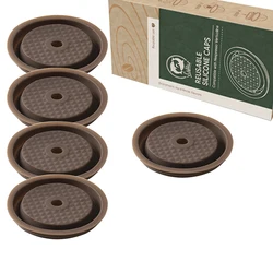 Stainless Steel Reusable Coffee Capsule with Silicone Lid (5pc lid)