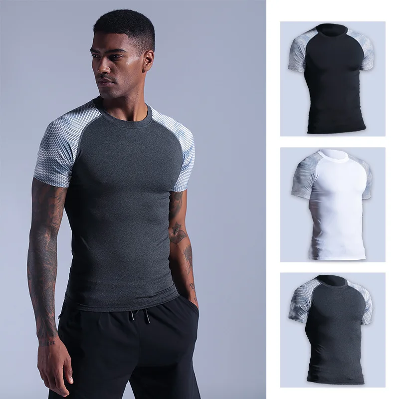 

Quick-drying T-shirt Breathable Yoga Sports Fitness Tights Men's Short-sleeved Sweat-absorbing Thin Running Clothes Training