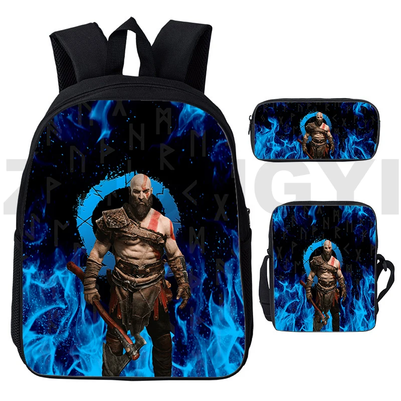 Zaini Harajuku God Of War Di Alta Qualità 3D Kratos Game Executive Backpack Men 3 In 1 Student Cartoon School Bgas Shoulder Bag