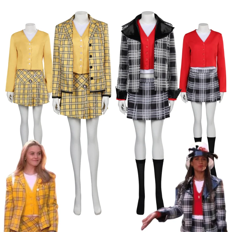 

Movie Clueless Cher Cosplay Costume Dionne Top Skirt Jacket Outfits Women Girls Halloween Carnival Party Disguise Fancy Suit