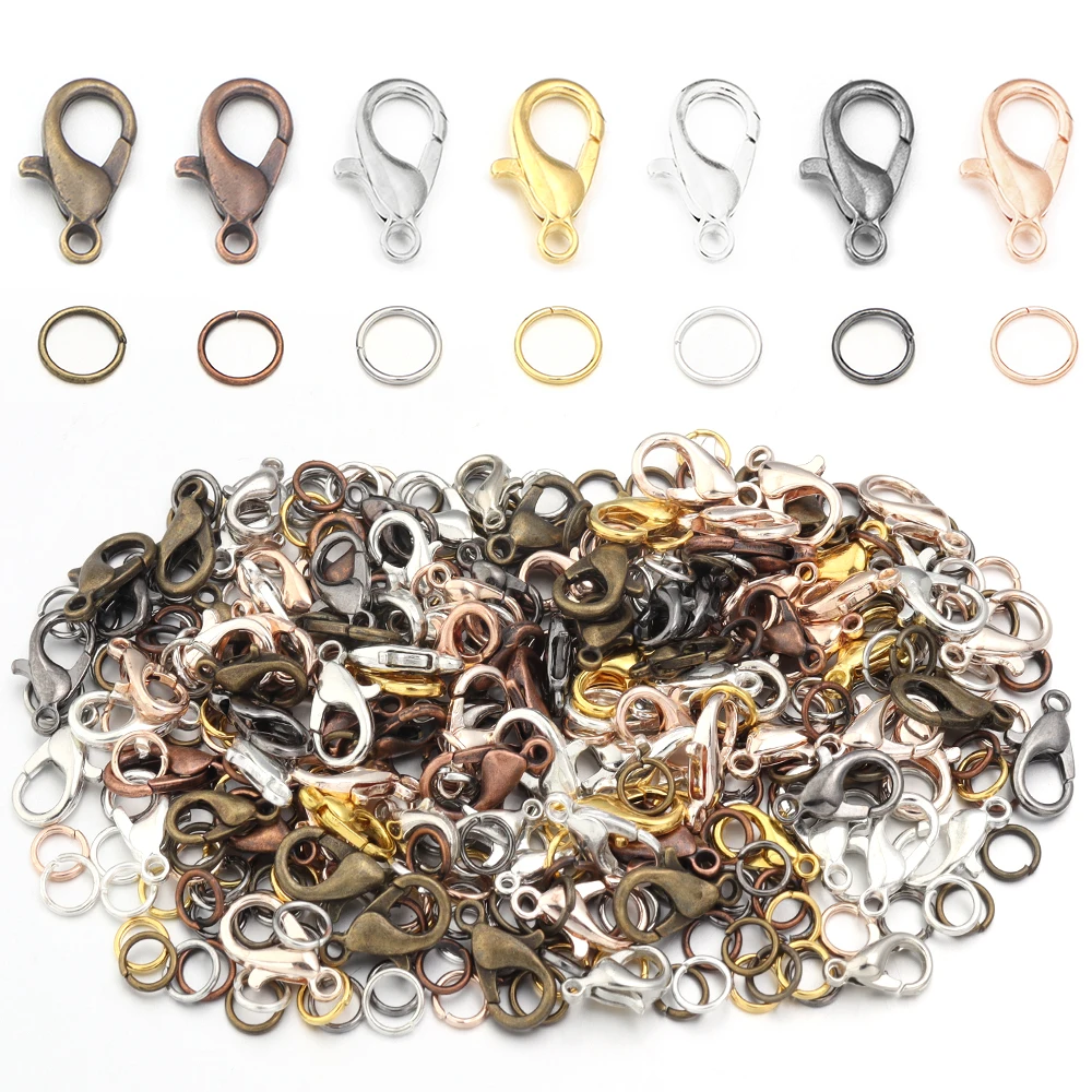 20 stücke 10x5mm 12x6mm Karabiner Haken Mit Jump Ringe Stecker Für Schmuck Machen erkenntnisse DIY Armband Halskette Großhandel
