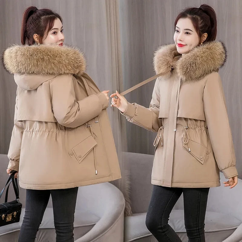 

2023 New Women Winter Jacket Coat Casual Parkas Hooded Outwear Mid Long Cotton Padded Coat Female Snow Wear Overcoat Winter Coat