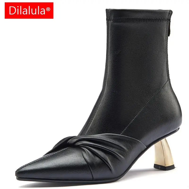 

Женские ботильоны Dilalula, пикантные модные элегантные женские офисные вечерние туфли на высоком каблуке с острым носком и молнией сзади, Женская осенне-зимняя обувь