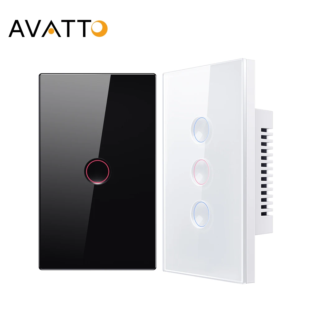 AVATTO Tuya Zigbee Touch Smart Switch 1/2/3/4 Gang Grooved Button Light Switch Wireless Remote For Alexa,Google Home,Ailce wireless remote control switch,smart light switch,smart switch