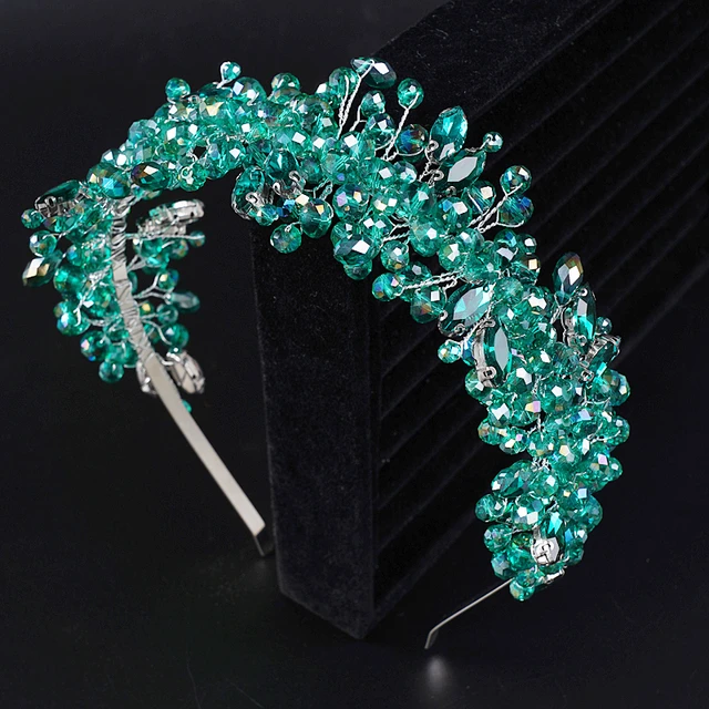 Green Rhinestones Wedding Hair Accessories for Women and Girls Headband  Bride Headdress Guest Head Jewelry Ceremony Tiaras - AliExpress