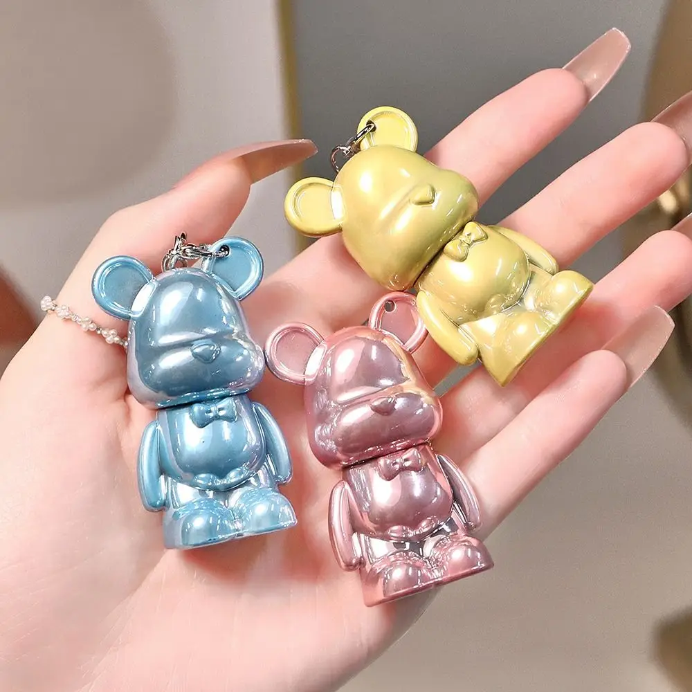 Mini Jelly Mirror Lipstick Bear-shaped Moisturizing Lip Gloss Non-stick Cup with Key Chain Long-lasting Lipstick Students