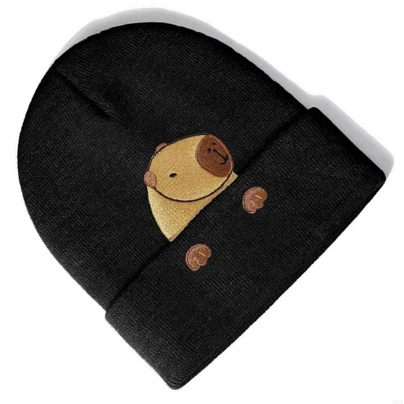 Familienfreundliche Capybara-Strickmütze, atmungsaktives Acrylgewebe, Einheitsgröße, passend für den meisten Kopfumfang, Y08E – Detail 5