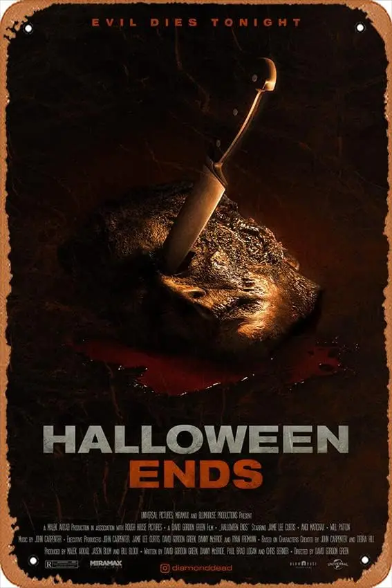 

Movie Poster Retro Metal Sign Halloween Ends Classic Movie Film Metal Tin Sign Bar Pub Club Vintage Decorative Wall Plates Home