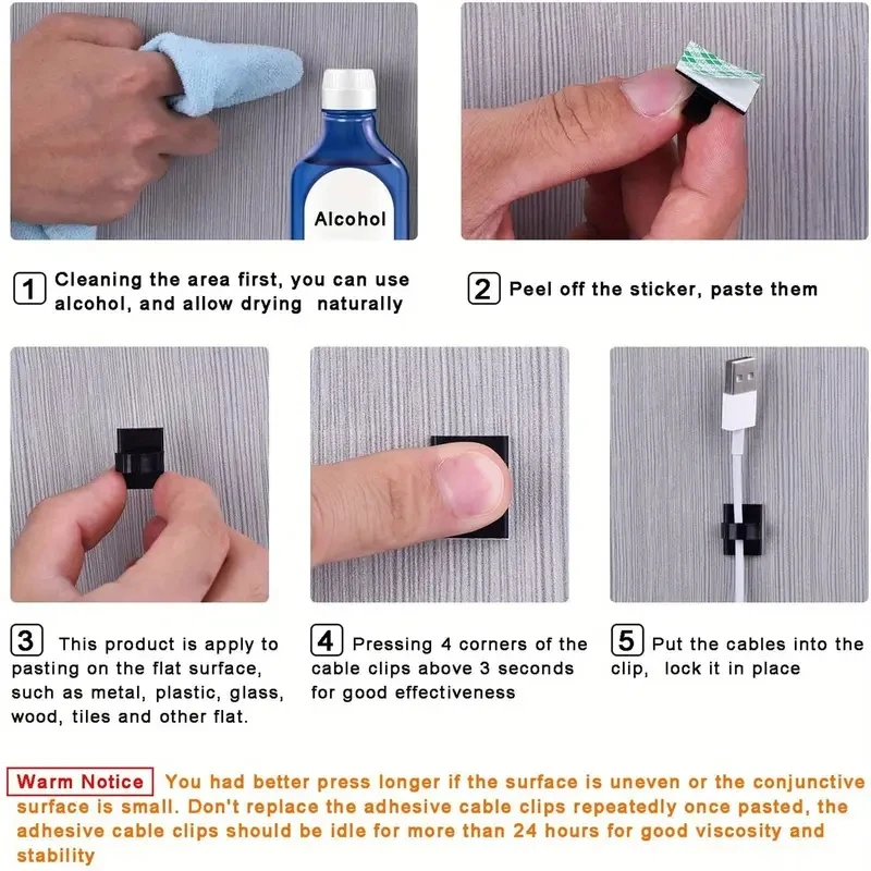 50 Self-Adhesive Cable Clamps Cable Management Bracket Clamp Tie Bracket Suitable for Cars, Offices and Families cable tie cable clip cable clamp