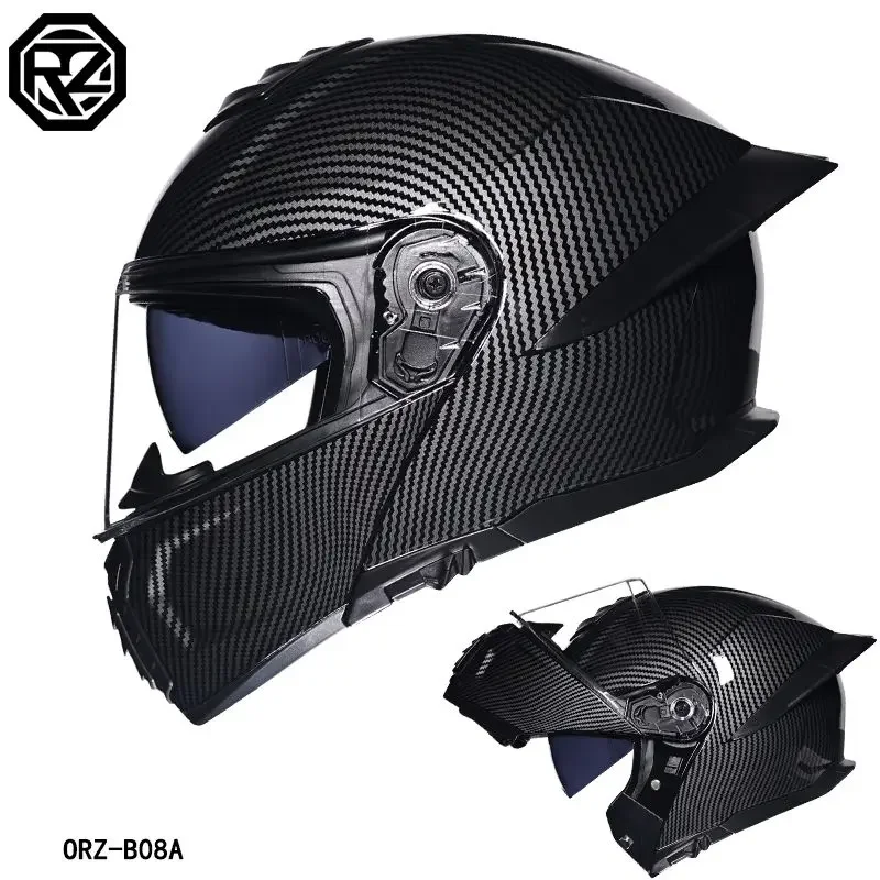 thumbnail image 1 of Casco de motocicleta abatible hacia arriba con doble espejo trasero grande, para las cuatro estaciones, de cara completa, para carreras de motos, motocross, lentes de visión nocturna, 1 of 5