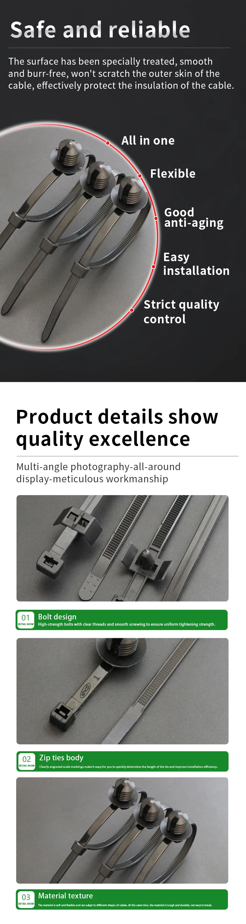 Description Picture 5 of itemRemovable Threaded M6 M8 M10 Hole Nylon Plastic Vehicle Motocycle Cable Tie Car  Harness Retainer Clip Push Mount Auto Fasteners