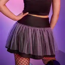 

Skirt Gothic Retro Women Darkness Fashion Purple And Black Contrast Eyelet Mesh Skirt Women's Spring Summer New 2022